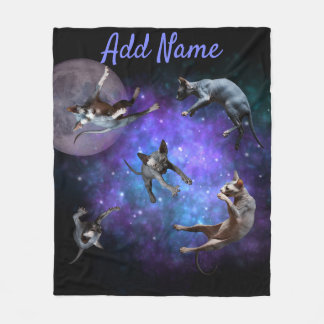 Roliga rymdsphynxkatterna flyter galax katt fleecefilt
