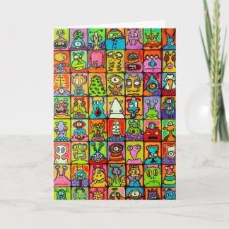 Roliga rymdvarelser Tecknad Vikbar Greeting Card Kort