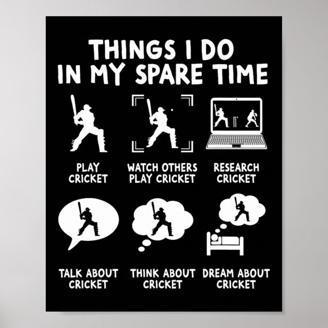 Roliga saker jag gör på min fritid Cricketspelare  Poster (Framsidan)