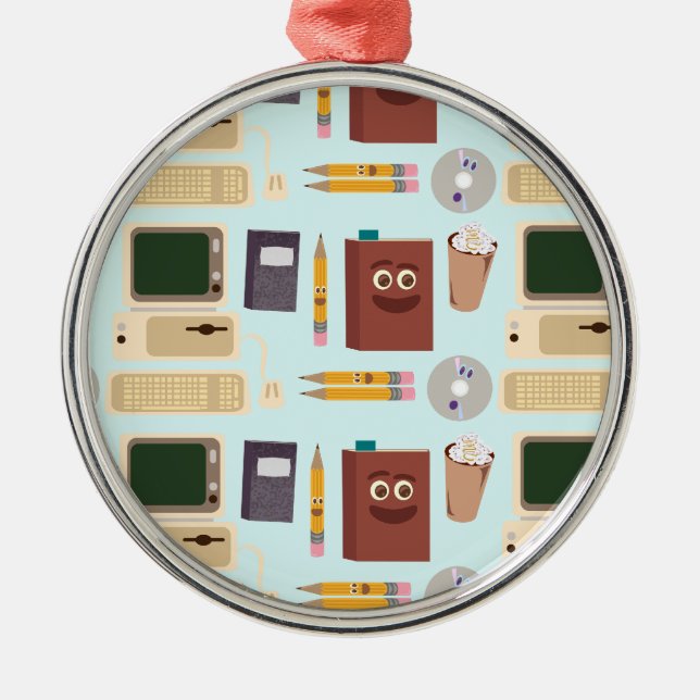 Roliga sakerförfattare julgransprydnad metall (Framsidan)