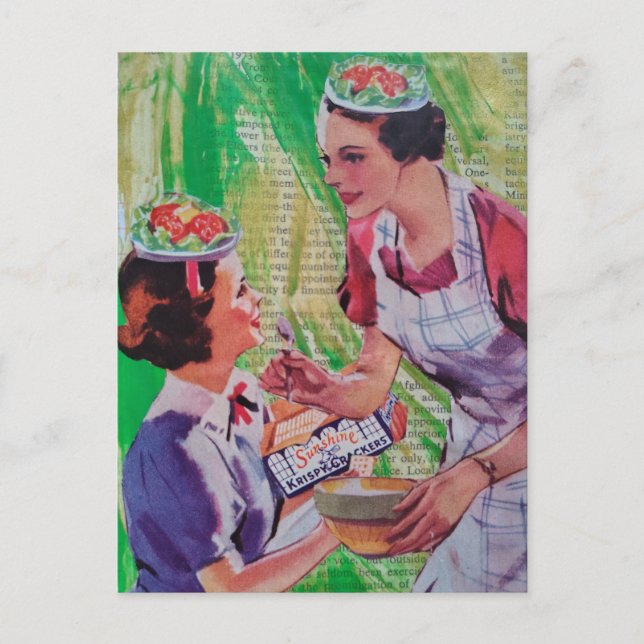 Roliga salladshattar collage vykort (Framsida)