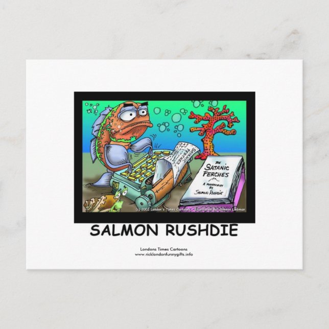 Roliga Salman Rushdie Fisk Postkort Set Om 8 Vykort (Framsida)