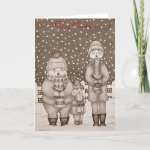 roliga sångsångare i snöjulen helgkort