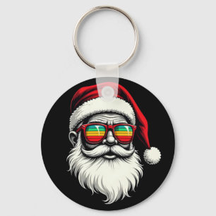 Roliga Santa-ansikte Retro-solglasögon jul Nyckelring