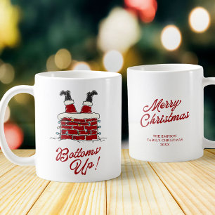 Roliga Santa Bottoms Up Jul Köks- och Presentidéer Kaffemugg