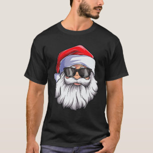 Roliga Santa Claus ansikte solglasögon med hatt sk T Shirt