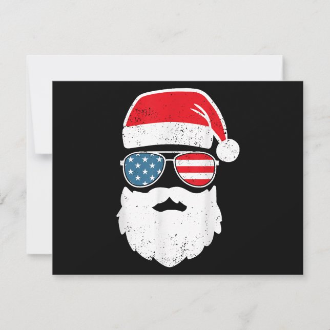 Roliga Santa Claus ansikte solglasögon Patriotiska Julkort (Framsida)