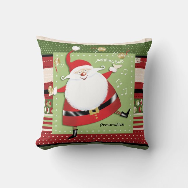 Roliga Santa som jonglerar sleighen Klockor, Kudde (Framsida)