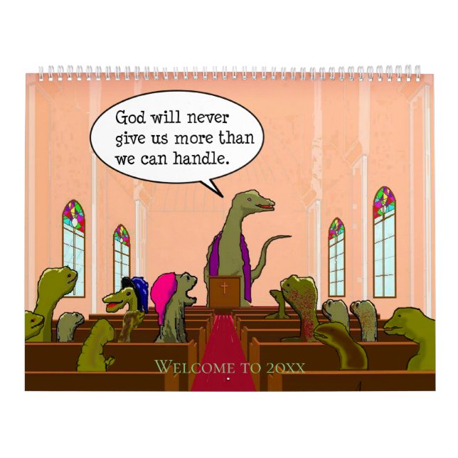 Roliga satiriska dinosaurie-teckningar parodierar  kalender (Omslag)