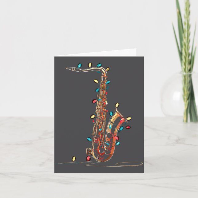 Roliga Saxofon Jul Grafik Ljus Älskare Pl Kort (Framsida)