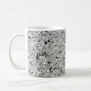 Roliga seriefigurer ritar kaffemugge kaffemugg