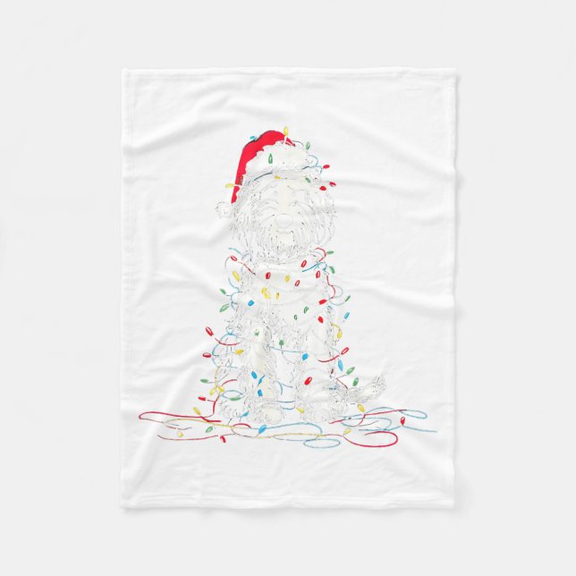Roliga Sheepadoodle julgrafik Hundljus L Fleecefilt (Framsidan)