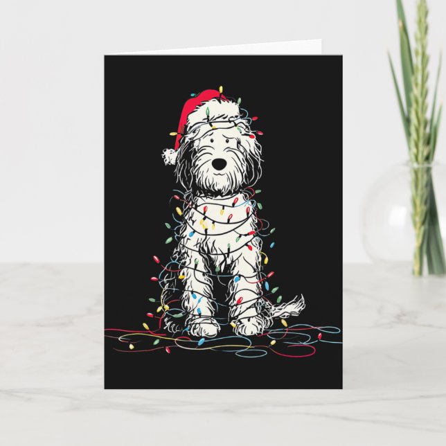 Roliga Sheepadoodle julgrafik Hundljus L Kort (Framsida)
