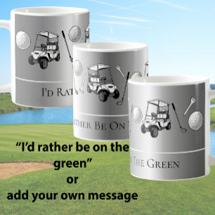 Roliga Silver Golfbollar och Vagn Med Anpassad Med Kaffemugg