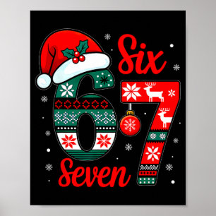Roliga Six Seven 67 Meme 6 7 Julpyjamas Män Poster