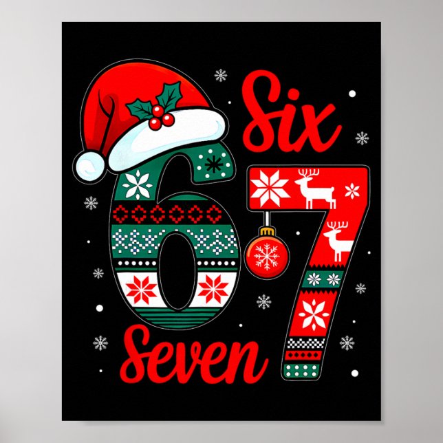 Roliga Six Seven 67 Meme 6 7 Julpyjamas Män  Poster (Framsidan)