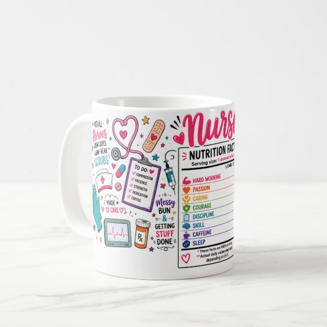 Roliga Sjuksköterska Näringsfakta Kaffemugg (Framsida vänster)