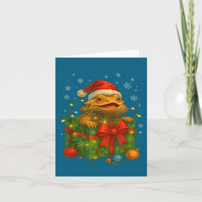 Roliga skäggiga drakar Tomte Julgransljus  Kort (Framsida)