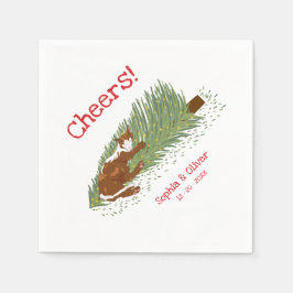 Roliga Skål Orange Katt vs Julgran Högtider Pappersservett