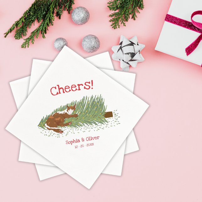 Roliga Skål Orange Katt vs Julgran Högtider Pappersservett (Skapare uppladdad)