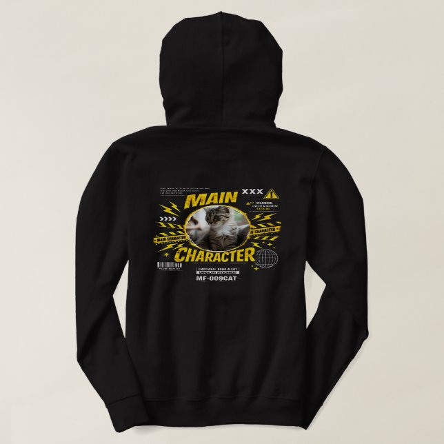 Roliga skämtsamma huvudkaraktär kattälskare t shirt (Design baksida)