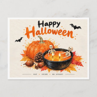 Roliga skelett Glad Halloween postkort Helg Vykort