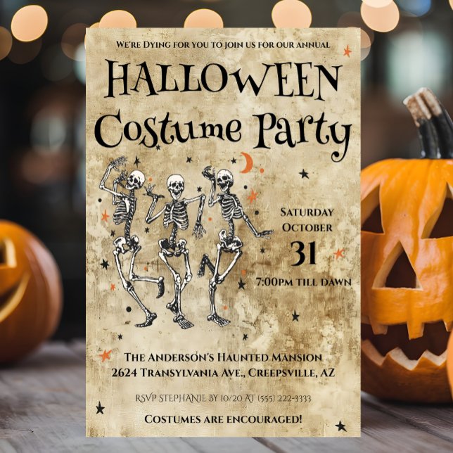 Roliga skelett Halloween kostym fest Inbjudningar (Skapare uppladdad)