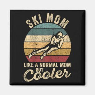 Roliga skidåkande mammor skidåkning mors dag vinte magnet