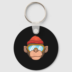 Roliga skidmonkeyglasögon Gorilla Skidåkning Berg Nyckelring