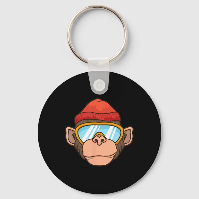 Roliga skidmonkeyglasögon Gorilla Skidåkning Berg  Nyckelring (Framsida)