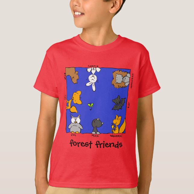 Roliga skogDjur "skogvänner ", T Shirt (Framsida)