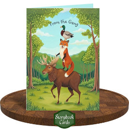 Roliga Skogsdjur Staplar Saknar Dig Bli Frisk Kort