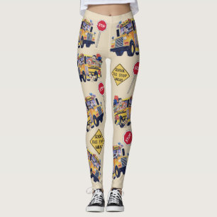 Roliga skolbussförarens festmönstrade leggings
