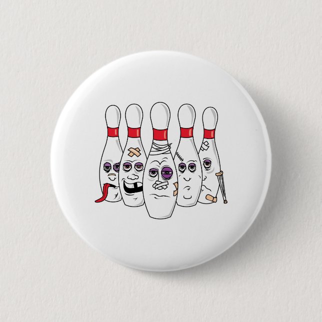 Roliga Slagna Bowlingkäglor Knapp (Framsida)