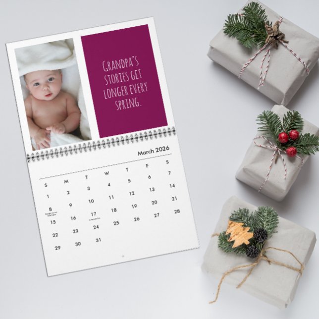 Roliga slogans Kalender med bilder på barnbarn (Skapare uppladdad)