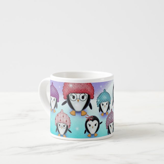 Roliga Små Pingviner Espressomugg (Framsida vänster)