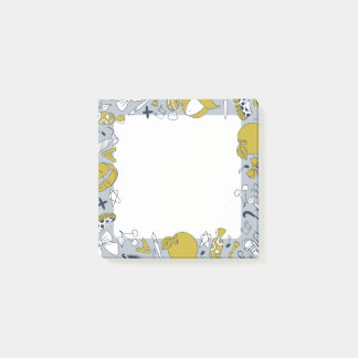 Roliga små skolgrejer på post-it block