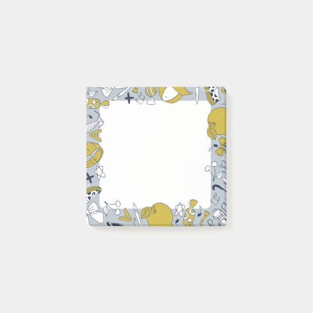 Roliga små skolgrejer på post-it block (Framsida)