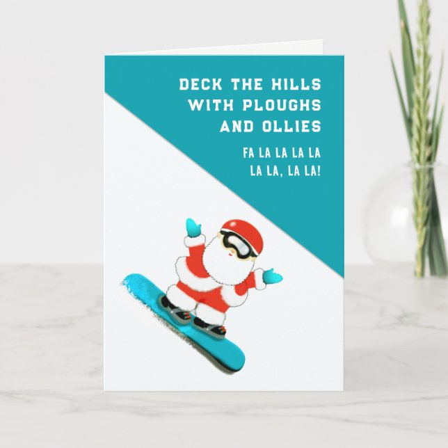 Roliga Snowboard Skidor Julkort Helgkort (Framsida)