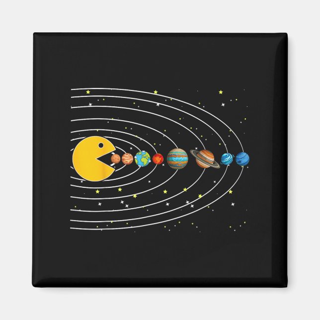 Roliga solsystem astronauter yttre rymden video magnet (Framsidan)
