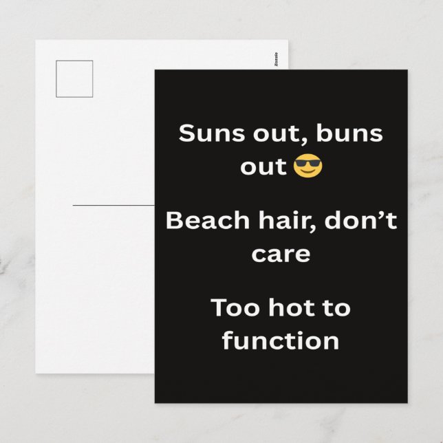 Roliga sommar t-shirt slogans 2026 trendiga beach  helg vykort (Fram/baksida)