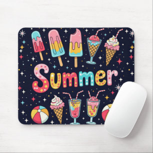 Roliga sommarbilder på svart musmatta