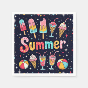 Roliga sommarbilder på svart pappersservett