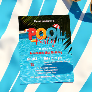 Roliga sommarvibbar Livlig tropisk poolparty Inbjudningar