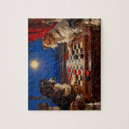 Roliga söta hundar som spelar damgift pussel