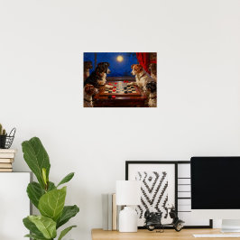 Roliga söta hundar som spelar damgiftposter poster