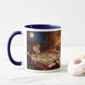 Roliga söta hundar som spelar ett brädspel Kaffe Mugg