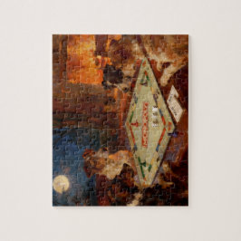 Roliga söta hundar som spelar ett brädspel pussel