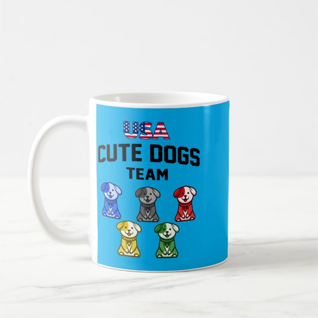 Roliga söta hundar Usa valp team Kaffemugg (Vänster)