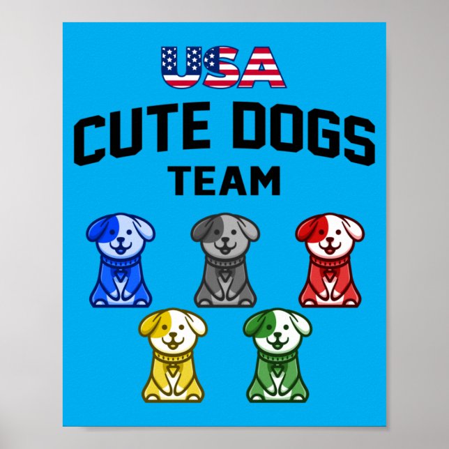 Roliga söta hundar Usa valpteam Poster (Framsidan)